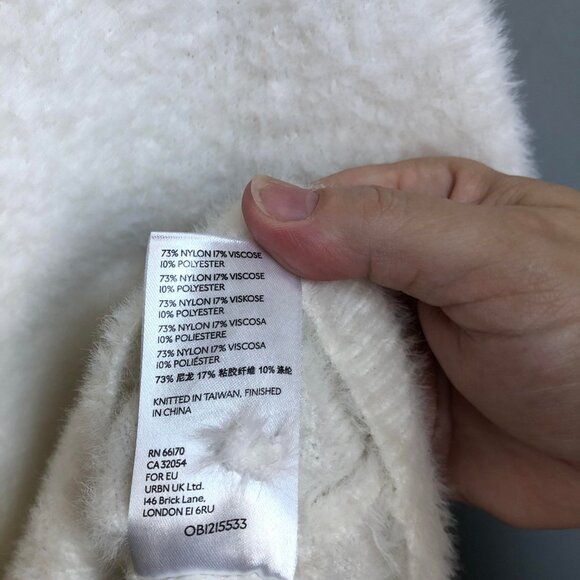 Maeve by Anthropology Rona Eyelash Deep Scoop Neck Sweater in Ivory Sz Large - Picture 7 of 9